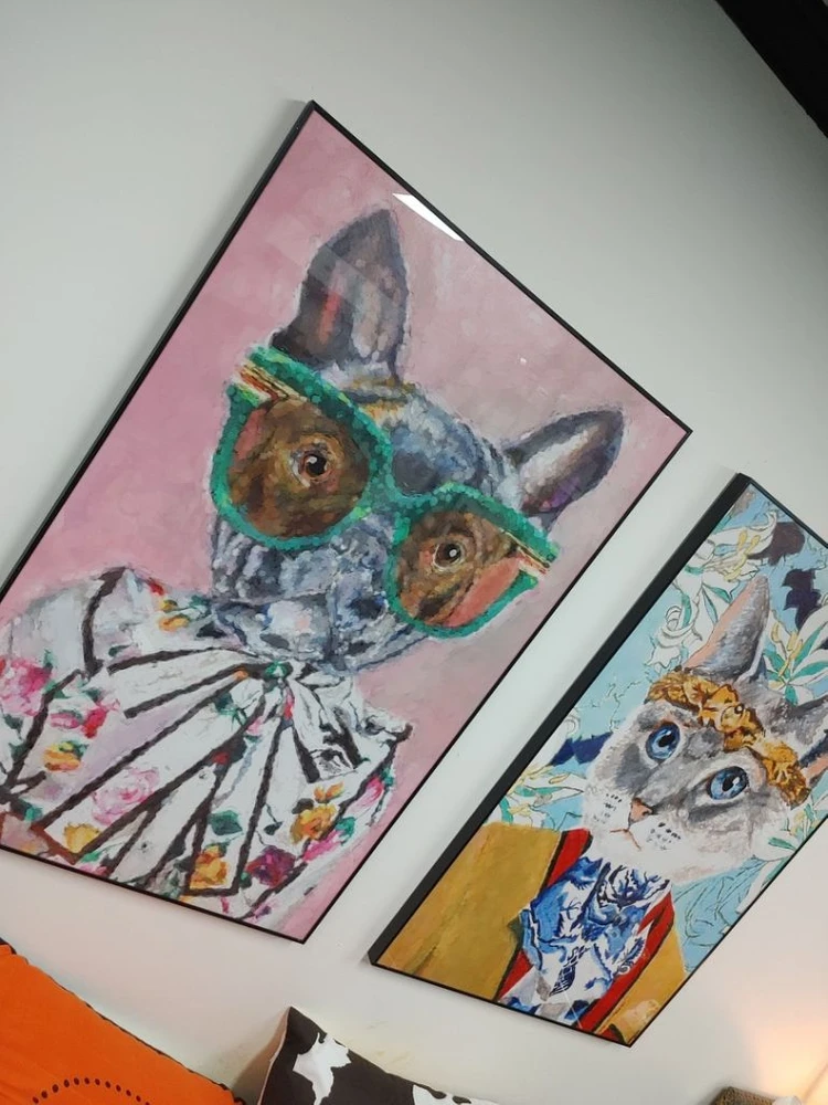토끼 고양이 앨리스 동물 팝아트 인테리어 그림 액자 이미지