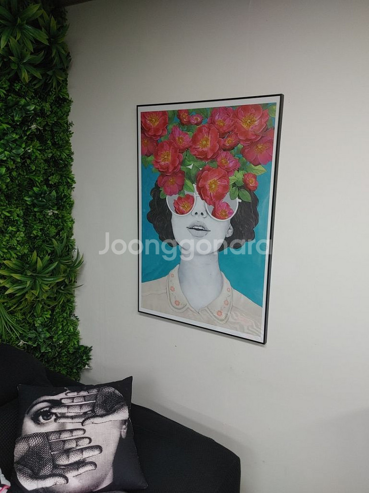 인물추상화 무궁화 장미 꽃 팝아트 감성 그림 대형 액자--1