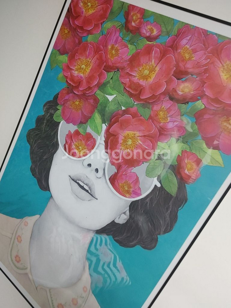 인물추상화 무궁화 장미 꽃 팝아트 감성 그림 대형 액자--3