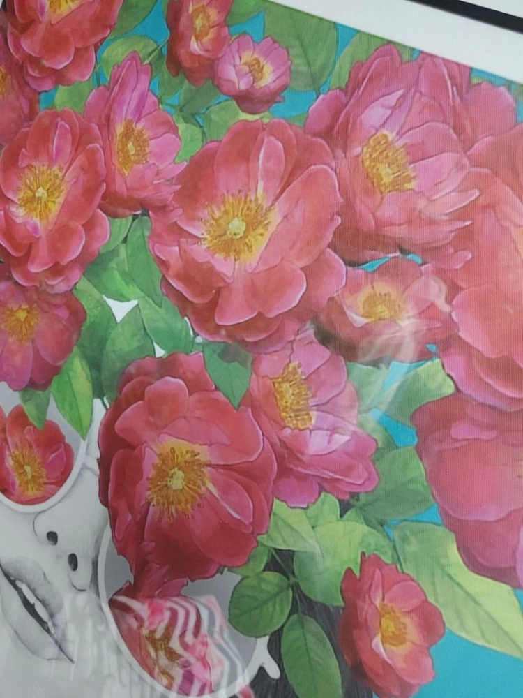 인물추상화 무궁화 장미 꽃 팝아트 감성 그림 대형 액자 이미지