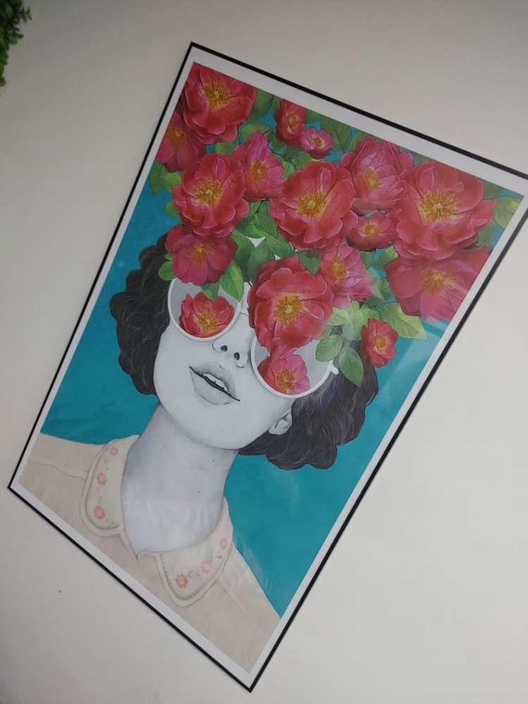 인물추상화 무궁화 장미 꽃 팝아트 감성 그림 대형 액자--2