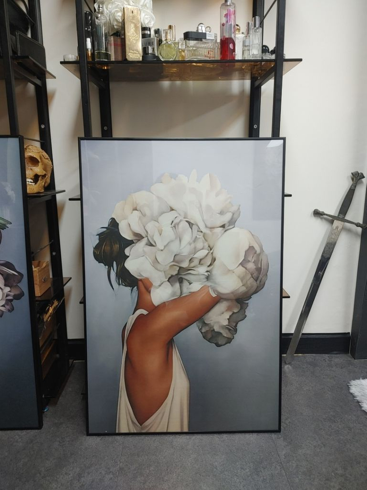 목련 백합 튤립 플라워 여인 오마쥬 추상화 포스트 액자--0