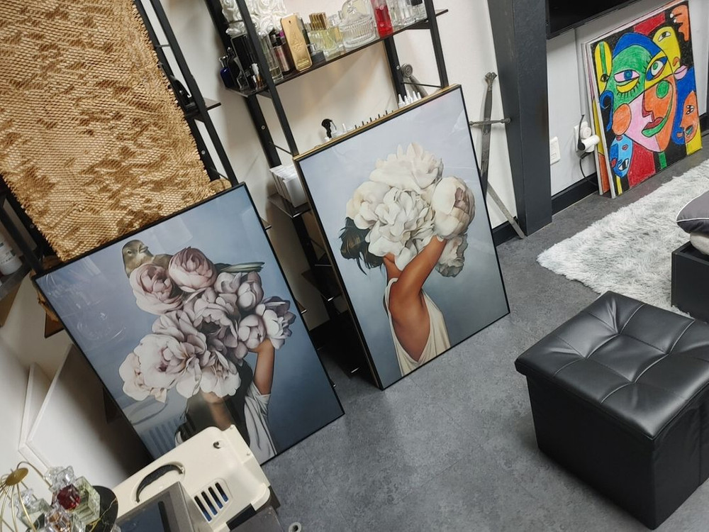 목련 백합 튤립 플라워 여인 오마쥬 추상화 포스트 액자--3