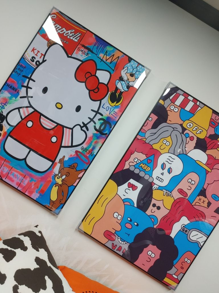 헬로키티 심슨 시티 모던 팝아트 인테리어 포스터 액자--5