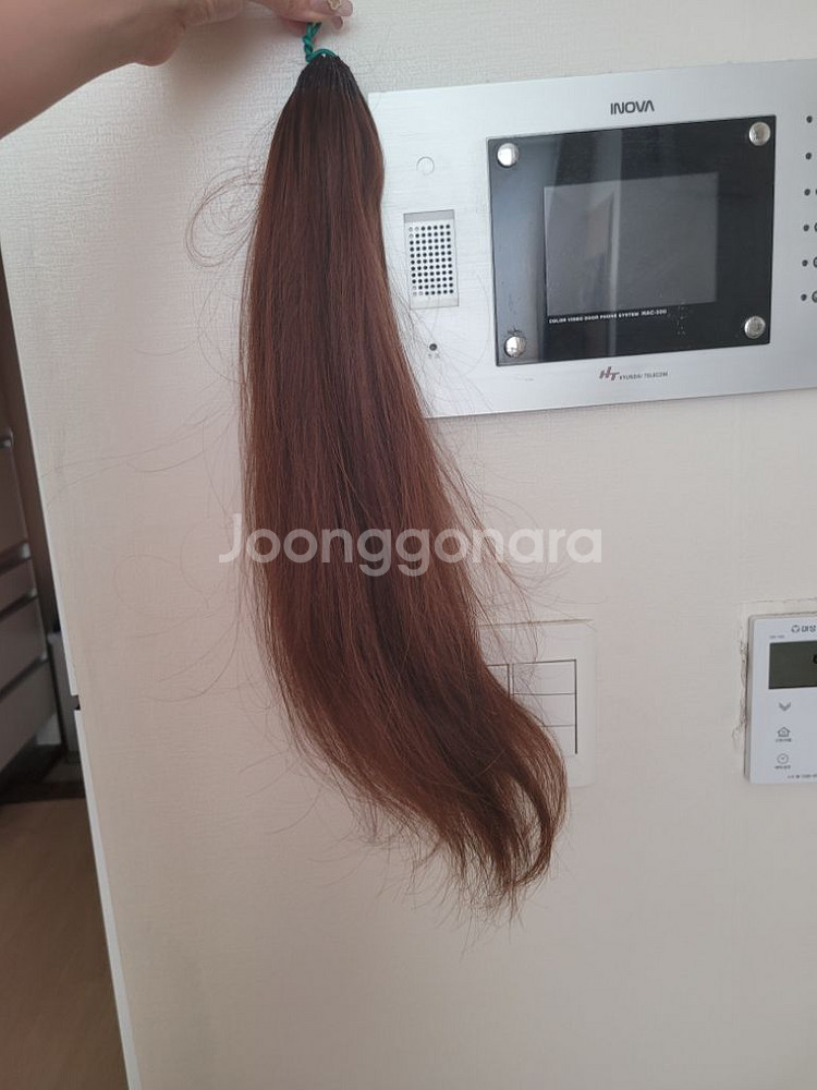 붙임머리 20인치 브라운 천연모--2