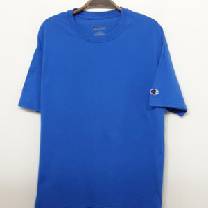 (M) 챔피온 반팔티 블루 무지 면티셔츠