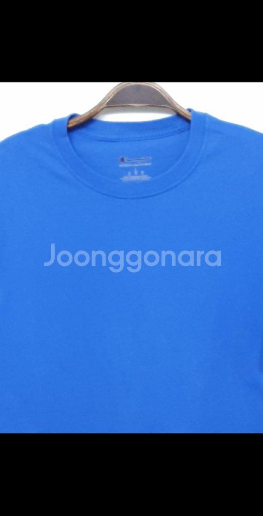 (M) 챔피온 반팔티 블루 무지 면티셔츠--1