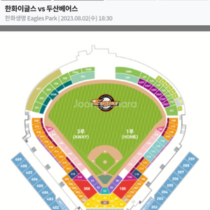 8/1 한화두산 내야하단탁자석 정가 양도 2연석