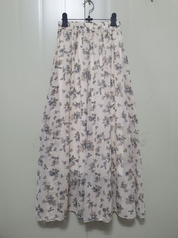 N특가새)꽃무늬 쉬폰 롱 스커트.맥시.플레어 이미지