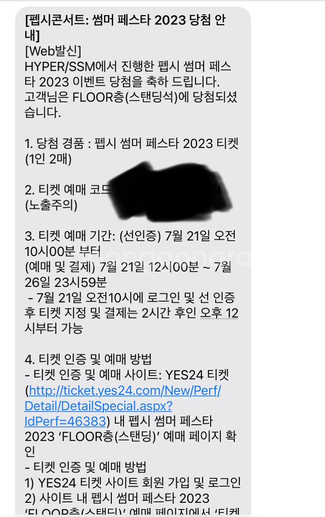 펩시 썸머 페스타 2023 스탠딩좌석 B구역 연석 2매--2