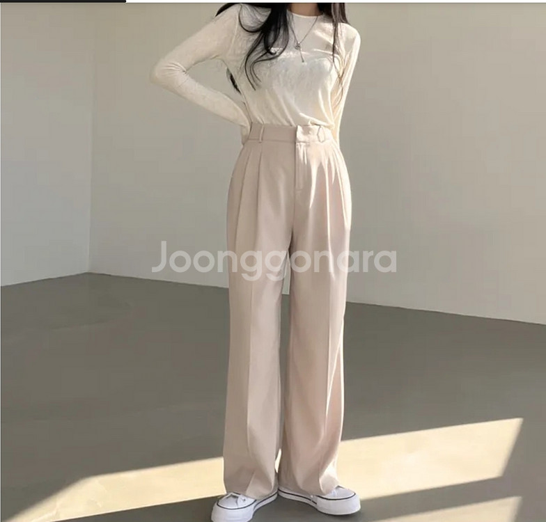 하이웨스트 핀턱 와이드 슬랙스 S--3