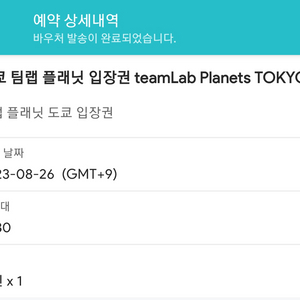 팀랩 플래닛 도쿄 입장권 8월 26일 17:30~