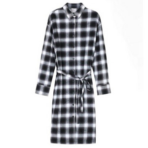 새제품-체크 롱셔츠 원피스 피치기모