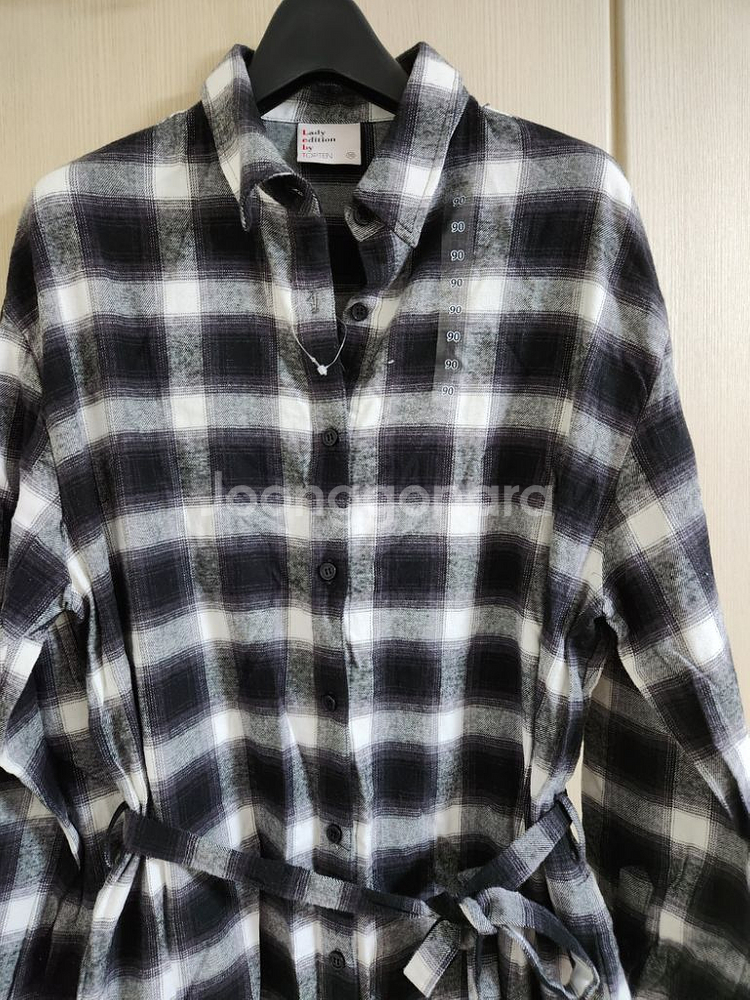 새제품-체크 롱셔츠 원피스 피치기모--2