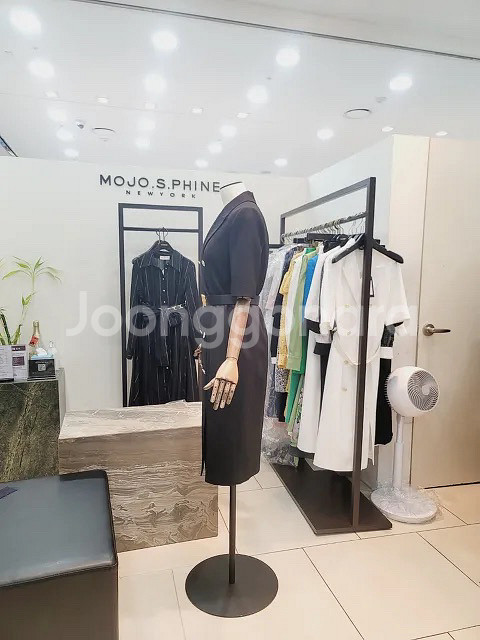 새옷) 모조에스핀 더블버튼 벨트 포인트 반팔 정장원피스--1