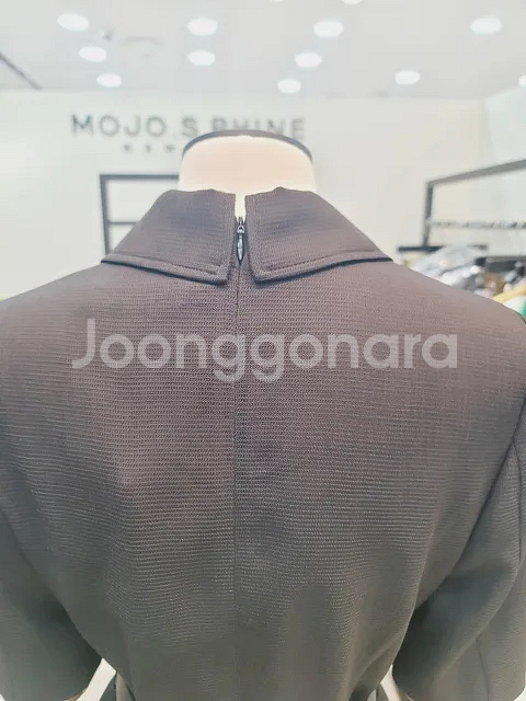 새옷) 모조에스핀 더블버튼 벨트 포인트 반팔 정장원피스--4
