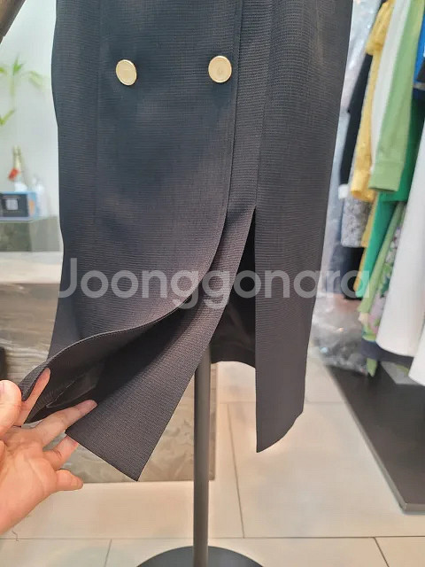 새옷) 모조에스핀 더블버튼 벨트 포인트 반팔 정장원피스--8