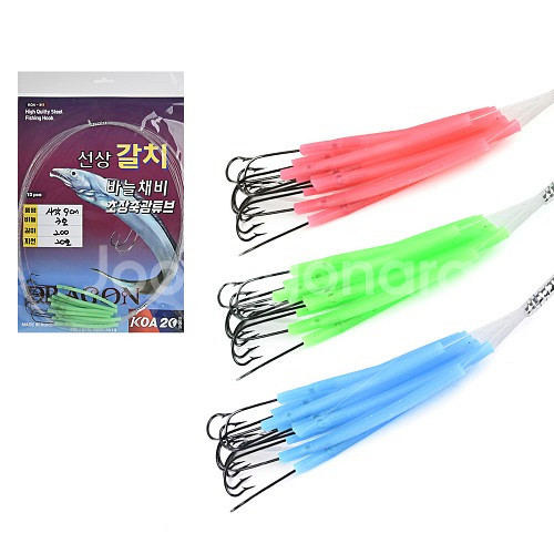 고급 갈치바늘 5봉지 장축광 원형튜브 바늘3호목줄20--0