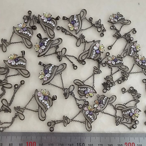 금속장식 흑색 이중모자 약 29~35미리 20개 일괄