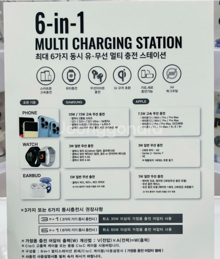 6IN1무선충전기 애플 멀티충전스테이션/미개봉--1