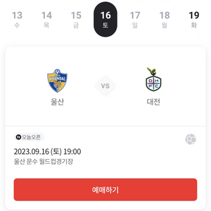 울산현대 vs 대전하나시티즌 스탠딩 2연석 정가 양도