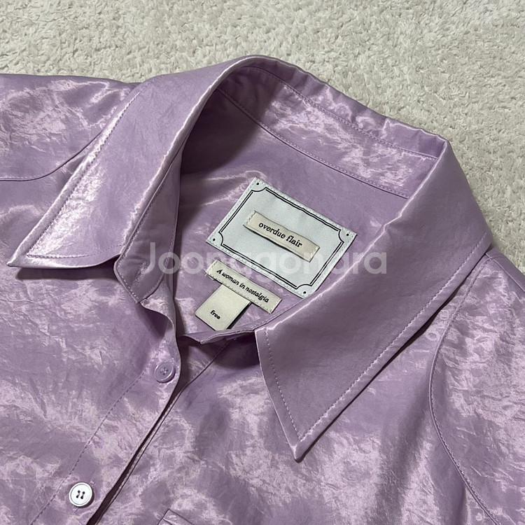 [완전새상품,F] 오버듀플레어 실키 셔츠 라벤더--1