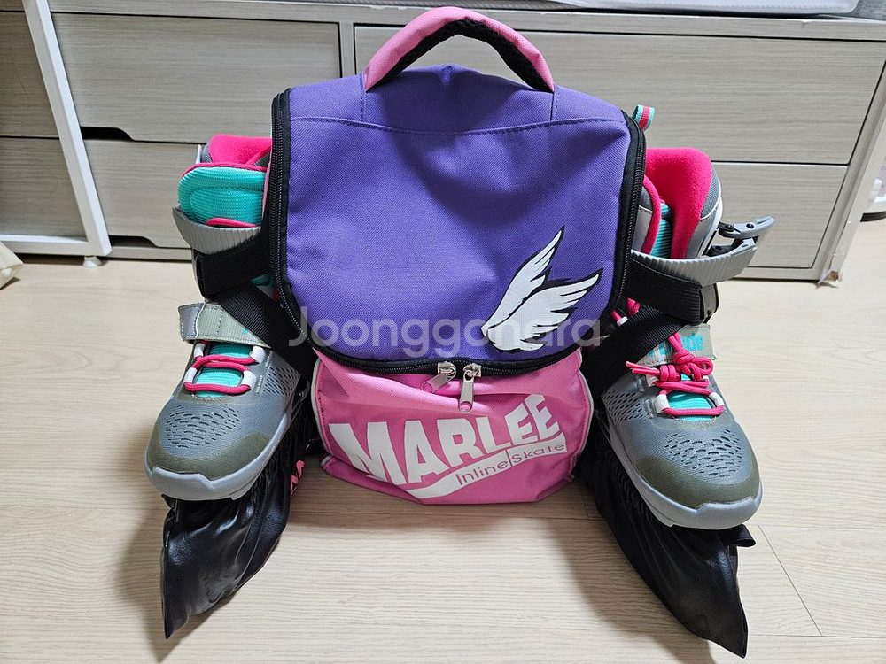 롤러블레이드인라인(여자아동)+보호대+가방세트--0