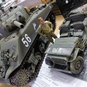 무선RC탱크(A+급)1:16헝롱M4A3+윌리스지프포함