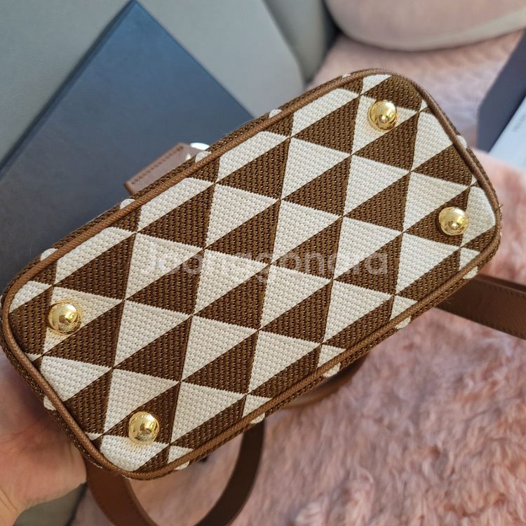 프라다 갤러리아 자수 패브릭 미니백--5