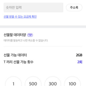 skt데이터 2기가 2500원 팝니다