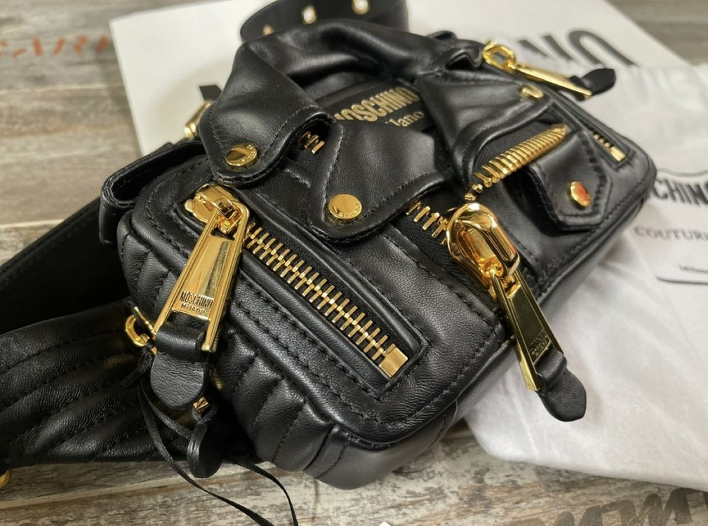 모스키노 힙쌕 크로스백 바이커 모터백 새제품--2