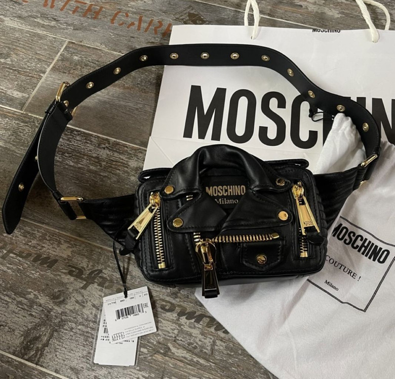 모스키노 힙쌕 크로스백 바이커 모터백 새제품--4