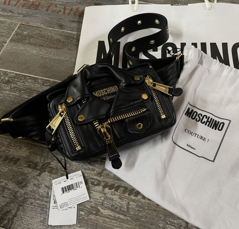 모스키노 힙쌕 크로스백 바이커 모터백 새제품--8