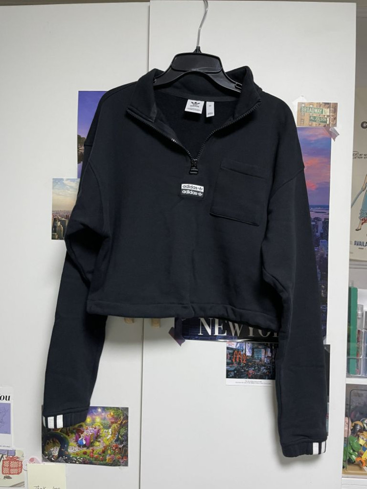 아디다스 반집업 크롭맨투맨--0