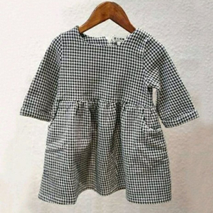 3~4세 (세탁새옷) 7부소매 체크 여아원피스