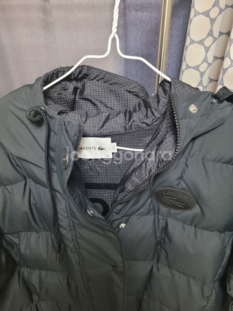 LACOSTE우먼스 워터 리펠렌트 롱 자켓(블랙)--2