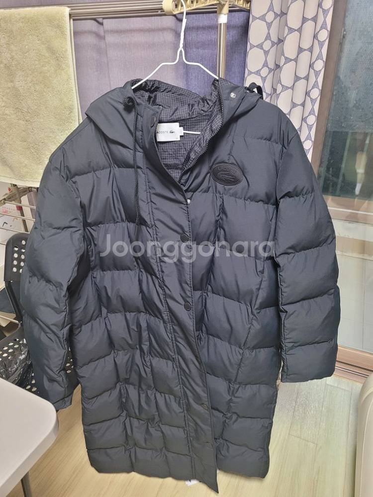 LACOSTE우먼스 워터 리펠렌트 롱 자켓(블랙)--1