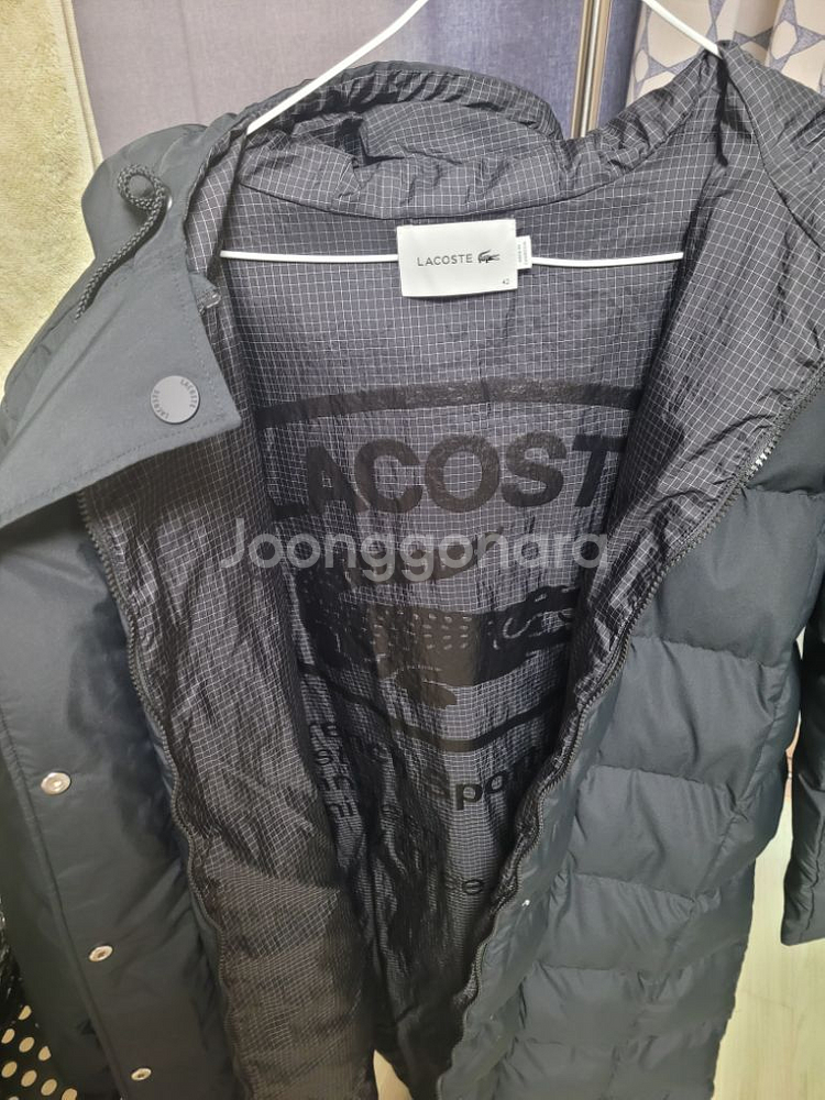 LACOSTE우먼스 워터 리펠렌트 롱 자켓(블랙)--3