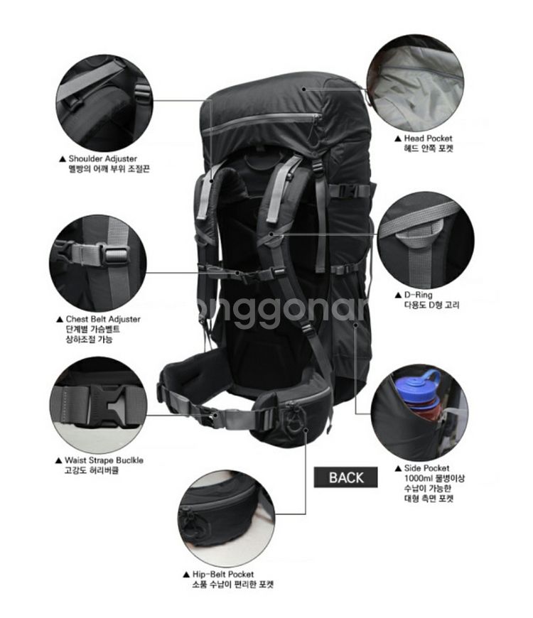 백패킹 배낭 80L+ 5L 새제품--3