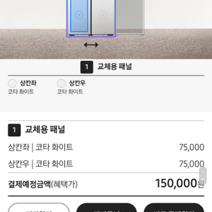 삼성 비스포크 냉장고 패널 상단 코타화이트 새상품 2개
