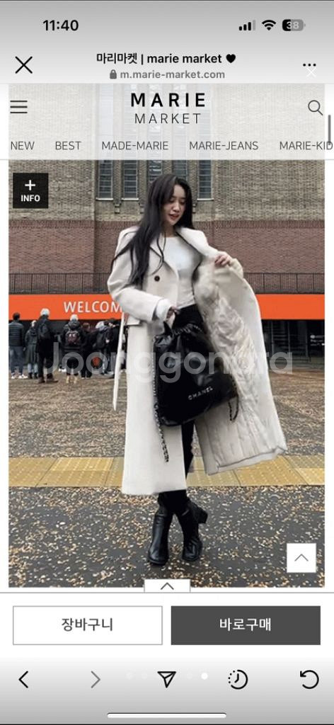 새상품//마리마켓 헤링본 패딩 더블코트--4