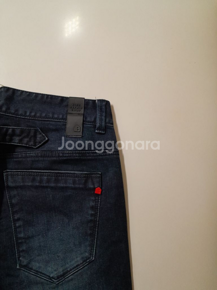 30)빈폴 가죽패치 워싱 스판 일자청바지--2