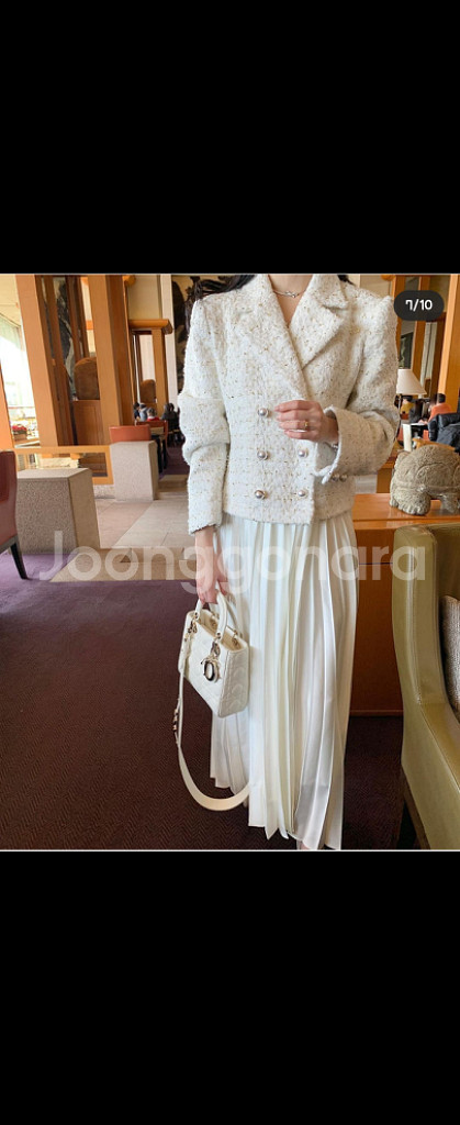 바이씨니 골드트위드 원피스 아이보리색상 키작녀 거의새옷--1