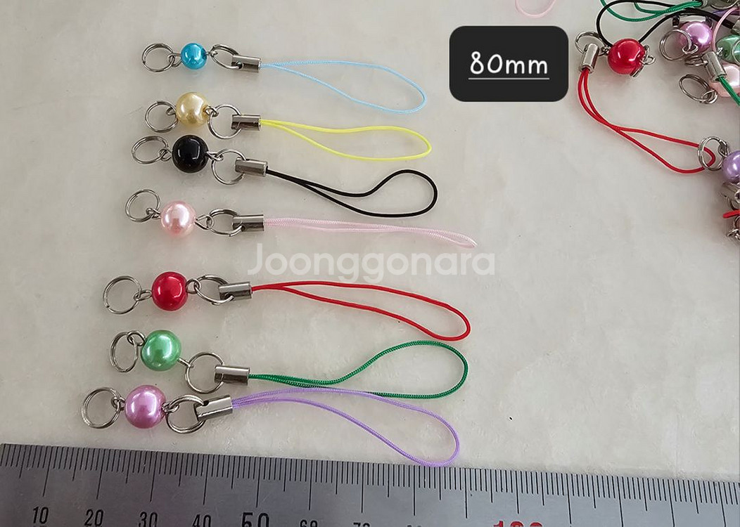 진주장식 열쇠고리 7색 100개 일괄--1