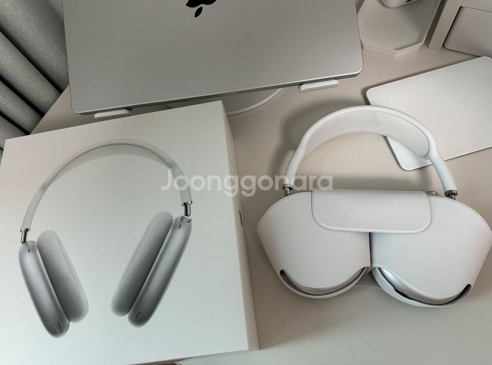 애플 에어팟맥스 실버 새상품급--0