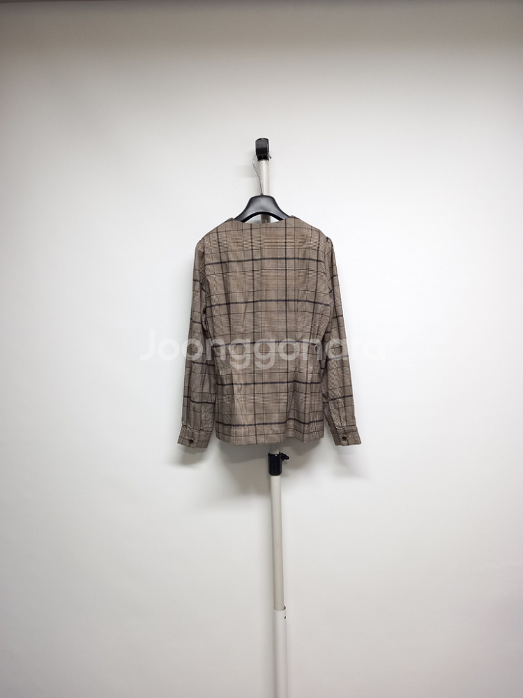 새 플라스틱아일랜드 춘추 체크 자켓블라우스 44슬림55--1