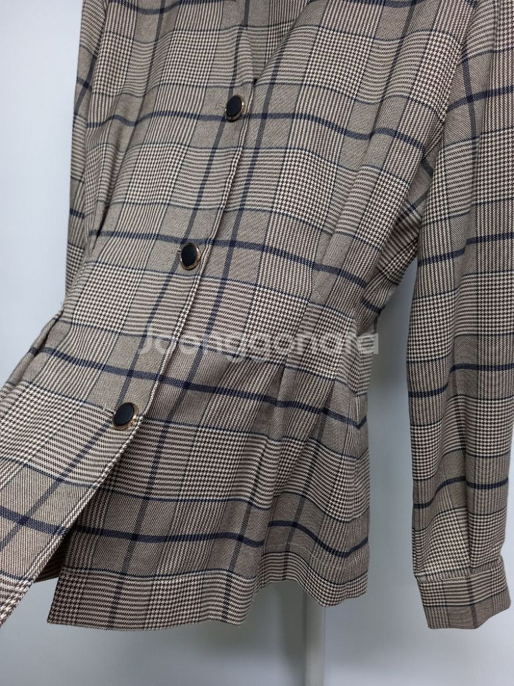 새 플라스틱아일랜드 춘추 체크 자켓블라우스 44슬림55--5