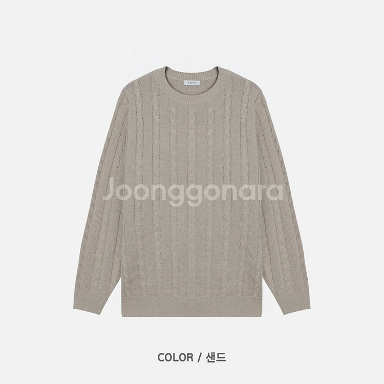 남자 꽈배기니트 2color 그레이.베이지--2