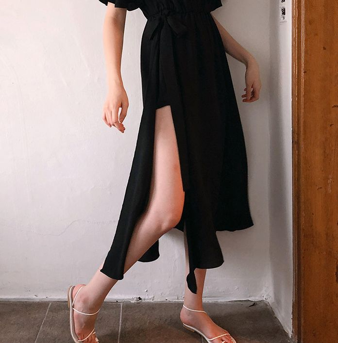 리리앤코 크로나 브이넥 밴딩 트임 원피스 이미지