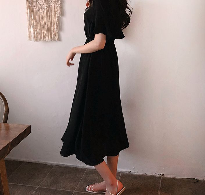 리리앤코 크로나 브이넥 밴딩 트임 원피스 이미지